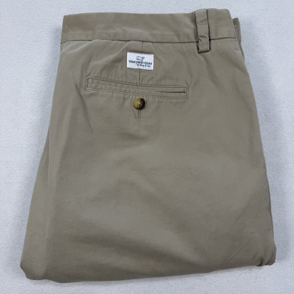 Vineyard Vines Pants Mens 38x32 Beige Breaker Chino Flat Front Stretch Golf